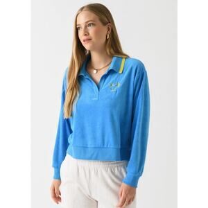 Beach Riot Blue Martina Terry Collared Pullover - M